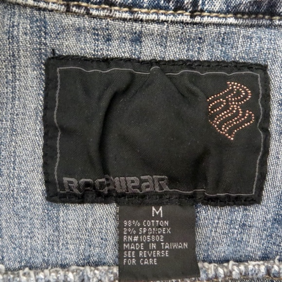 Vintage Y2K Rocawear Denim Jean Mini Dress Button Front Blue SZ M - Picture 6 of 6